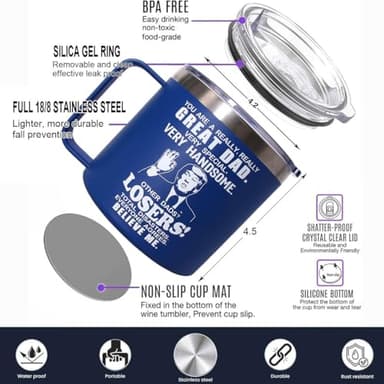 Fathers Day Dad Gifts from Daughter Son,Birthday Gifts for Dad,Stepdad,Father-in Law,Daddy - Gift for Men Papa Grandpa Uncle -14 oz Blue Tumbler Mug - Image 2
