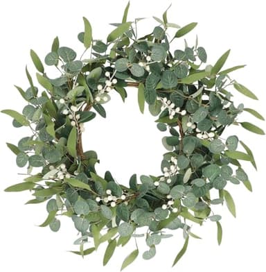 CEWOR 20in Eucalyptus Wreath for Front Door Spring Wreath for Farmhouse Front Porch Home Window Decor - Image 1