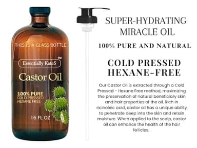 Essentially KateS Castor Oil 16 Fl Oz (Glass Bottle) - Original - A Huge Glass Bottle with a Pump - 100% Pure and Natural, Cold Pressed, and Hexane-Free - Hair and Body - Image 7