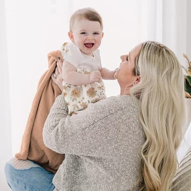 Konssy Muslin Baby Blankets for Girls Boys, 100% Cotton Crib Blanket for Infant Toddler, Super Soft and Lightweight Nursery Swaddling Wrap 40"x36" (Flourish) - Image 7