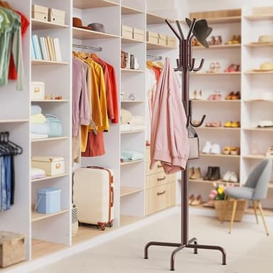 Simple Houseware Standing Coat and Hat Hanger Organizer Rack, 12 Hooks, Bronze - Image 4