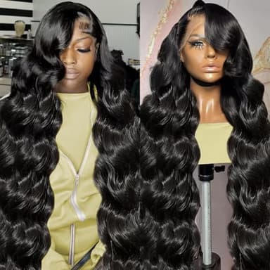 Asidow 32 Inch Body Wave Lace Front Wigs Human Hair 13x6 HD Lace Front Wigs Human Hair 180 Density Glueless Wigs Brazilian Lace Frontal Wigs for Women Long Pre Plucked Body Wave Wig - Image 1