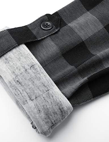 DJT Womens Soft Stretchy Knit Plaid Shirts Roll Up Long Sleeve Collared Button Down Blouses Tops XX-Large Black Plaid - Image 5