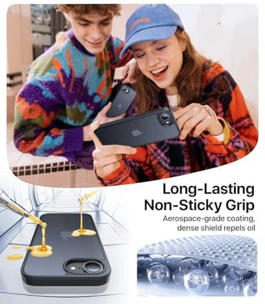 Eastinbox iPhone 16e Case [16FT Military Grade Drop Protection] Anti-Slip, Anti-Scratch, Slim Frosted Matte Translucent Cover 16e Phone Case for iPhone 16 e case 6.1", Frosted Black - Image 6