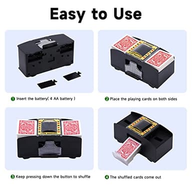 Unniweei Automatic Card Shuffler 1-2 Decks, Battery-Operated Electric Shuffler, Casino Card Game for Poker, Home Card Game, UNO, Phase10, Texas Hold'em, Blackjack, Home Party Club Game - Image 5