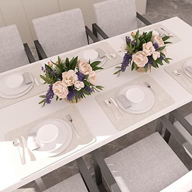 Maxpearl Faux Leather Placemats Set of 6 - Waterproof - Wipe Clean - Heat Resistant - Anti Slip Dining Table Place Mats, Suitable for Indoor & Outdoor Use, 17’’×12’’, Beige - Image 9