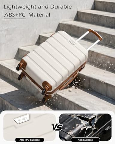Coolife Luggage 3 Piece Set Suitcase Spinner Hardshell Lightweight TSA Lock (apricot white, 3 piece set(20in24in28in)) - Image 3