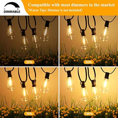 Brightever LED Outdoor String Lights 100FT Patio Lights with 52 Shatterproof ST38 Vintage Edison Bulbs, Outside Hanging Light Waterproof for Porch, Deck, Garden, Backyard, Balcony, Dimmable 2700K - Image 4