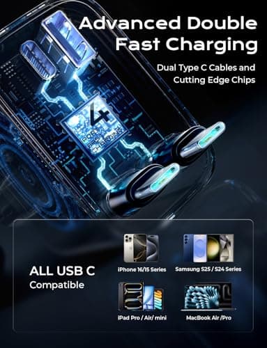 LISEN for iPhone 17 Retractable Car Charger, 69W Dual Type C Car Charger USB C Cigarette Lighter Adapter for iPhone 17 Pro Max Air, Retractable Cigarette Lighter fit i Phone 16 15 Pro Max Air, Black - Image 3
