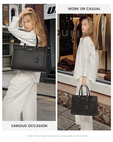 LOVEVOOK Laptop Tote Bag for Women, Leather Office Work Bag Briefcase fit for 15.6 inch Laptop, Large Teacher Computer Bag Handbag,2pcs Set Leather/Black - Image 6