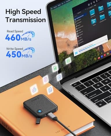 ORICO Portable SSD 2 TB with 2 in 1 USB C Cable, External Solid State Drives, Up to 460MB/s, Status Indicator, Reliable Storage for USB-C Smartphone, Tablet, PC - B5PLUS - Image 5