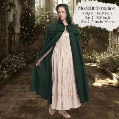 Giftdigger Renaissance Hooded Cloak for Women Men,Adult Medieval Cloak,Vintage Viking Cape,Halloween Renaissance Costume Women Men,Gothic,Green Cape with Hood,M/150cm - Image 6