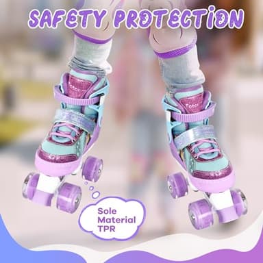 Fotoumgl Roller Skates for Kids Girls Boys, 4 Size Adjustable Rainbow Toddler Rollerskates with 8 Full Light up Wheels, Safe and Fun for Children Beginners, Outdoor Indoor Sports - Image 4