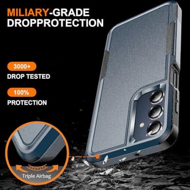 Ezanmull for Samsung Galaxy A16 5G Phone Case, [Military Grade Drop Protection] [Glass Screen Protector + Camera Lens Protector] Non-Slip Shockproof Case for Samsung Galaxy A16 5G (Blue) - Image 3