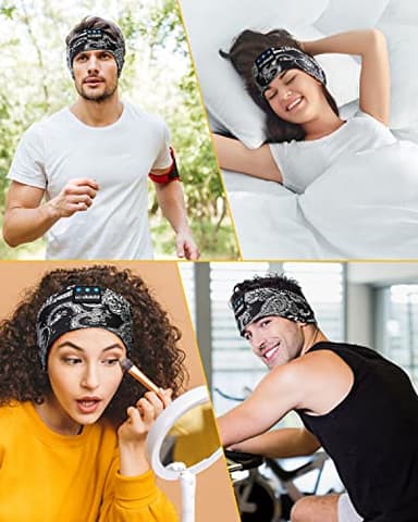 LC-dolida Sleep Headphones Bluetooth Headband Music Headband Wireless Band Headband Headphones with Thin HD Stereo Speakers Perfect for Side Sleepers, Sport, Yoga, Travel - Image 6