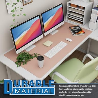 K KNODEL Large Office Leather Desk Mat, Mouse and Keyboard Pad, Computer and Laptop Mat, Desktop Protector and Cover, Writing Pad and Blotter (47.2"x23.6", Pink) - Image 3