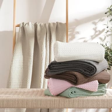 David's Home Cozy Waffle Weave Blanket Twin Size, Ultra Soft Breathable Lightweight Skin-Friendly Throwfor All Seasons, Elegant Room Decor for Couch Bed Sofa Car Travel, Cocoa Brown - Image 6