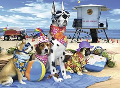 Ravensburger - No Dogs on The Beach - 100 Piece Jigsaw Puzzle - Hilarious Beach Scene of Dogs Dressed for Seaside - Bold Colors - Premium Quality - Ideal Gift - Screen-Free Fun - Children Age 6+ - Image 2