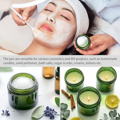 KEYWING 4oz Small Glass Jars with Black Lids, 24 Pack Green Cosmetic Containers Round Glass Jar with Inner Liners for Lotions, Cream, Powders and Ointments - Image 4