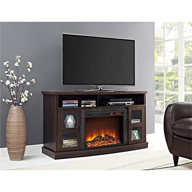 Ameriwood Home Barrow Creek Fireplace Console with Glass Doors for TVs up to 60", Espresso - Image 2