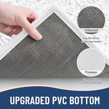 Arotive Luxury Chenille Bathroom Rug Mat, Extra Soft Thick Absorbent Shaggy Bath Rugs, Non-Slip Machine Wash Dry, Plush Bath Mats for Bathroom, Shower and Tub, 24x16, White - Image 5