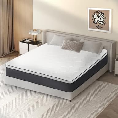 Z-hom King Mattress 14 Inch, Hybrid Spring Mattress in a Box, Foam Innerspring with Motion Isolation & Pressure Relief for King Bed Frames, Medium Soft, White Grey - Image 3