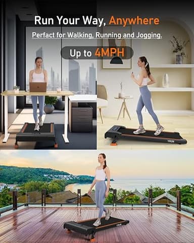 YRUN Walking Pad Treadmill with 4 Level Incline, 2.5HP Quiet Brushless Under Desk Small Treadmill for Home and Office Black - Image 5