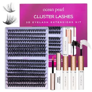 Ocean Pearl Lash Clusters 320pcs 3D Thick Lash Clusters kit 60D+80D Lashes,Eyelashes,Lash Extension Kit,Eyelash Clusters with Lash Bond&Seal&Remover&Tweezers,Lashes Clusters Eyelash Extensions Kit - Image 2