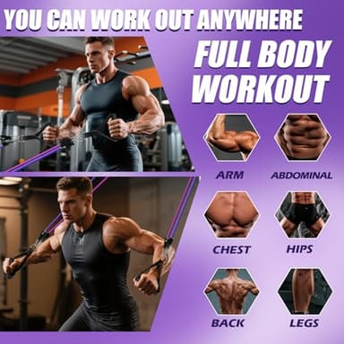 WHATAFIT Resistance Bands, Exercise Bands，Resistance Bands for Working Out, Work Out Bands with Handles for Men and Women Fitness, Strength Training Home Gym Equipment - Image 6