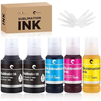 Hiipoo 580ML Sublimation Ink Refilled Bottlescompatible for ET2400 ET2720 ET2760 ET2750 ET4800 ET-2800 ET-2803 ET-2850 Inkjet Printers Heat Press Transfer on Mugs T-Shirts - Image 1