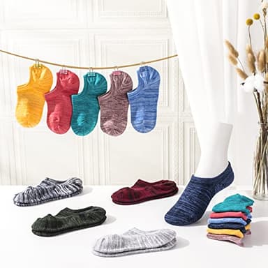 IDEGG No Show Socks Women 10 Pairs Low Cut Anti-Slid Novelty Athletic Casual Invisible Liner Socks (US, Numeric, 7.5, 9, Regular, Regular, Color B - 10 Pairs - 10 Colors) - Image 4