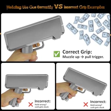 Money Gun Shooter – RUVINCE Money Gun for Movies That Look Real, Prop Gun Make it Rain, Handheld Cash Gun for Game Movies Party - Image 8
