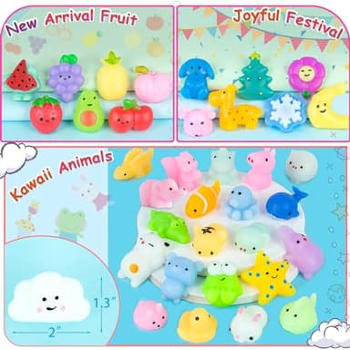 36PCS Mochi Squishy Toys for Kids Party Favors Birthday Goody Bags Fruit Mochi Squishies Kawaii Squishy Toys Stress Relief Toy Classroom Prize Treasure Box Reward Easter Egg Fillers Valentine Day Gift - Image 6