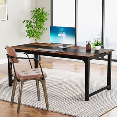 Tribesigns Modern Computer Desk, 63 x 31.5 inch Large Office Desk Computer Table Study Writing Desk Workstation for Home Office, Rustic/Black - Image 6
