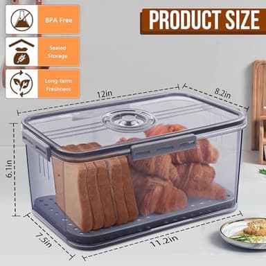 Gifhomfix Bread Box Bread Boxes for Kitchen Counter Airtight, Time Recording Bread Storage Container with Lid, Bread Keeper for Homemade Bread, Toast, Bagel, Donut and Cookies, LARGE Grey - Image 4