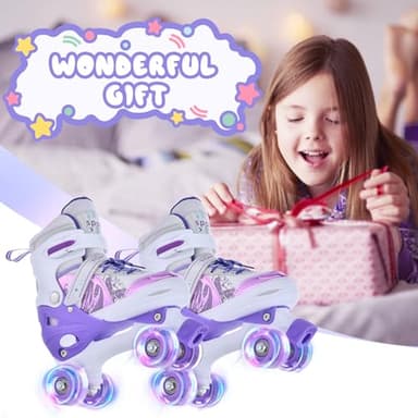 TOMSHOO Roller Skates for Girls Kids Child Beginners, 4 Size Adjustable Light up Wheels Fun Illuminating Purple Pink Skates for Boys Toddlers Patines para niñas (Purple, Large - Youth (3.5-6)) - Image 7