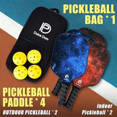 DULCE DOM Pickleball Paddles, USAPA Approved Set with 4 Premium Wood Balls and Bag, Rackets Gifts for Beginners & Pros, Women Men - Image 6
