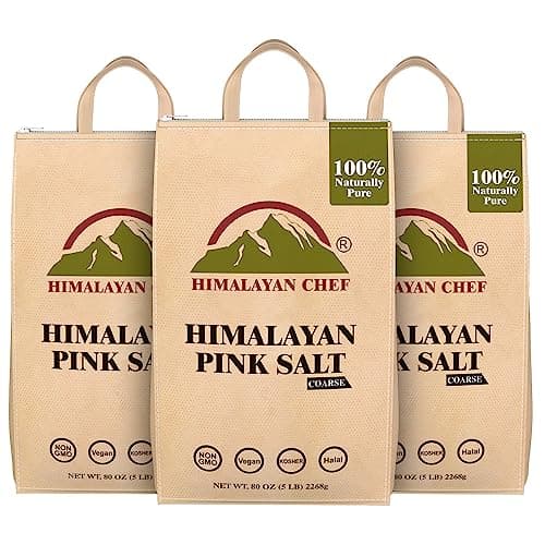 Himalayan Chef Pink Himalayan Salt - 15 lbs. (3 x 5 Pound Bulk Bags) Coarse Grain, Pure 100% Natural, Non-GMO, Vegan, Halal and Kosher Certified, Food Grade with 84 Minerals - Image 1