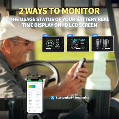 LOSSIGY 36 Volt Lithium Golf Cart Battery with 25A LiFePO4 Charger, 5.76Wh Usable Energy Built in 200A Bluetooth BMS, 1000A Peak Current, Perfect for Trolling Motor - Image 5