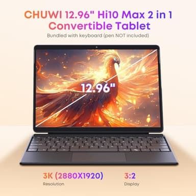 CHUWI Hi10 Max 2 in 1 Windows Tablet 12.96", Intel N150(3.6GHz), 512GB SSD 12GB LPDDR5, Windows 11 Tablet PC with Backlit Keyboard, 3K FHD IPS Touchscreen,WiFi 6, BT 5.2,Dual Camera,HDMI,USB3.2 - Image 4
