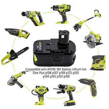 KINGTIANLE 1pack 6.0Ah 18V Replacement Battery for Ryobi 18V Lithium P102 P103 P105 P107 P108 P109 Ryobi ONE+ Cordless Tool - Image 6