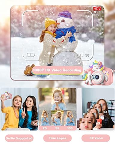 Kids Camera for 3-8 Years Old Toddlers Childrens Boys Girls Selfie Camera 20 MP HD 1080P IPS Screen Dual Digital Toy Camera for Kids Christmas Birthday Gifts with 32Gb Card - Image 4