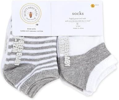 Burt's Bees Baby Baby Socks Ankle or Crew Height Made with Soft Organic Cotton - 6 Packs With Non-Slip Grips for Babies and Newborn Babies Heather Grey Multi 0-3 Months - Image 2