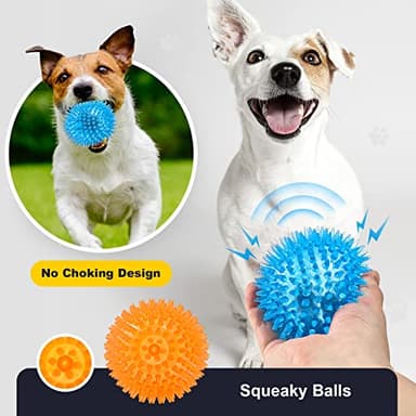 VITEVER 3.5” Squeaky Dog Toy Balls (6 Colors) Puppy Chew Toys for Teething, BPA Free Non-Toxic, Spikey Dog Balls for Medium, Large & Small Dogs, Durable Toys for Aggressive Chewers - Image 4