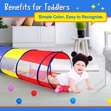 Kids Play Tunnel for Toddlers, Pop Up Crawl Through Tunnel Play Tent for Baby Infant Children or Dog with 2 Mesh Sides, Kids Tunnel Toys or Gift Indoor & Outdoor (Colorful Crawling Tunnel) - Image 2