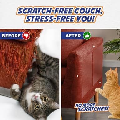 12 Pack Cat Scratch Furniture Protector Tape Sheets – Double-Sided Sticky Training (5 XL, 5 Large, 2 Medium) – Anti-Scratch Couch & Sofa Guard – Clear – Not for Leather, Velvet, Microfiber - Image 4