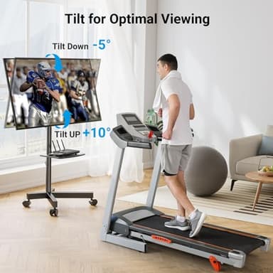 PERLESMITH Mobile TV Stand for 23-60 Inch LCD LED Flat/Curved Screen TVs, Tilt TV Cart Holds up to 88Lbs, Portable TV Stand with Laptop Shelf, Rolling TV Floor Stand Max VESA 400x400mm (PSTVMC06) - Image 3
