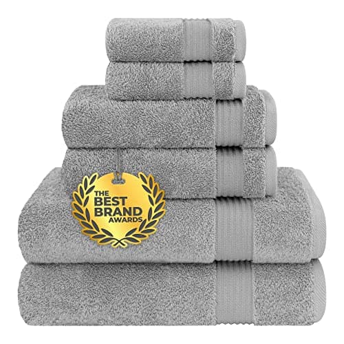Cotton Paradise 6 Piece Towel Set 100% Cotton Soft Absorbent Turkish Towels for Bathroom 2 Bath Towels 2 Hand Towels 2 Washcloths Light Gray Towel Set - Image 1