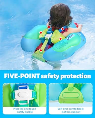 LAYCOL Baby Swimming Float Inflatable Baby Pool Float Ring with Sun Protection Canopy,add Tail no flip Over for Age of 3-36 Months (Blue, L) - Image 4