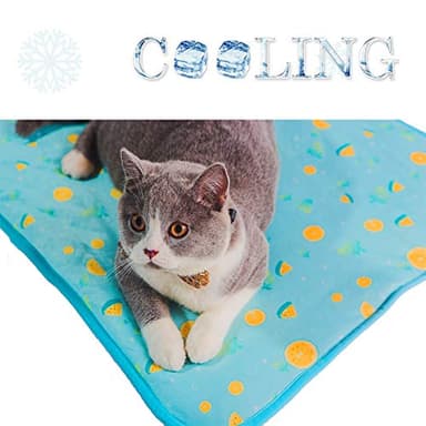 SEIS Dog Ice Pad Ice Silk Cats Kennel Mat Pet Cooling Pad Summer Cool Bamboo Mat Breathable Pad (Blue Fruit, L - Image 4